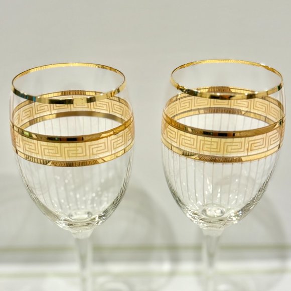 VTG Italian Gold Trimmed Crystal Stemware - Set of 2 - Picture 7 of 8
